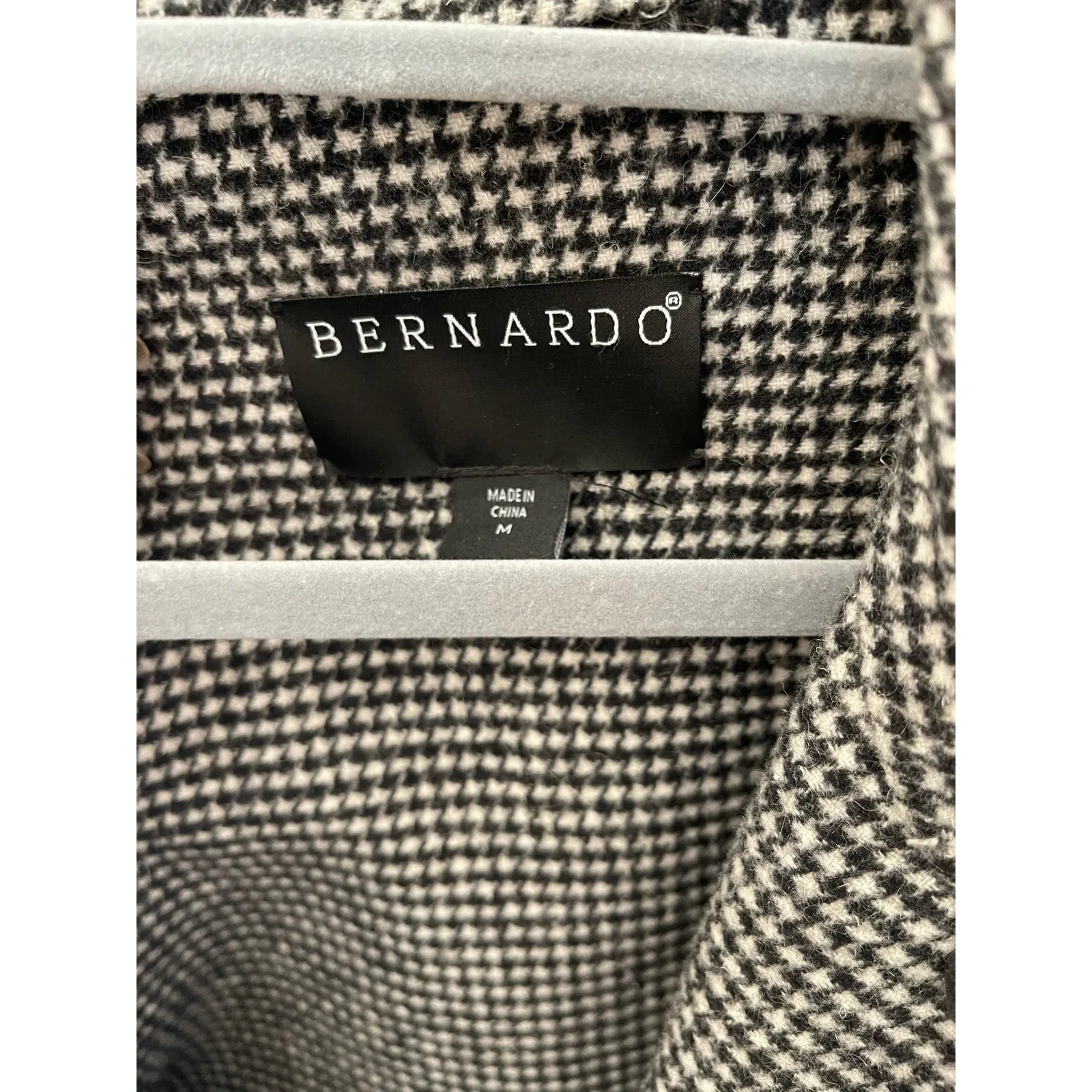 Bernardo Plaid | Houndstooth Wool Trench Coat Womens M - Image 5