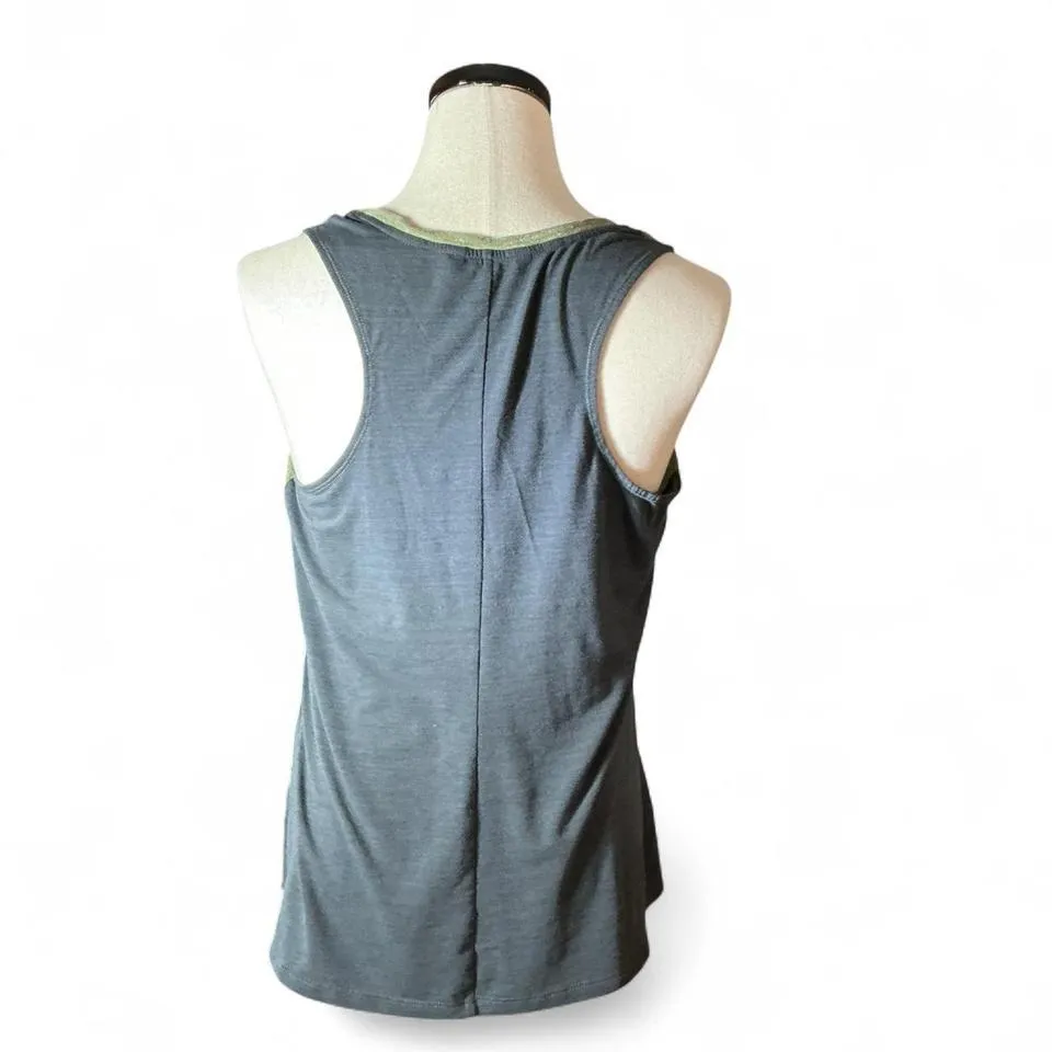 The North Face Women's Green Heathered Tank Top With Pocket Size L - Image 2