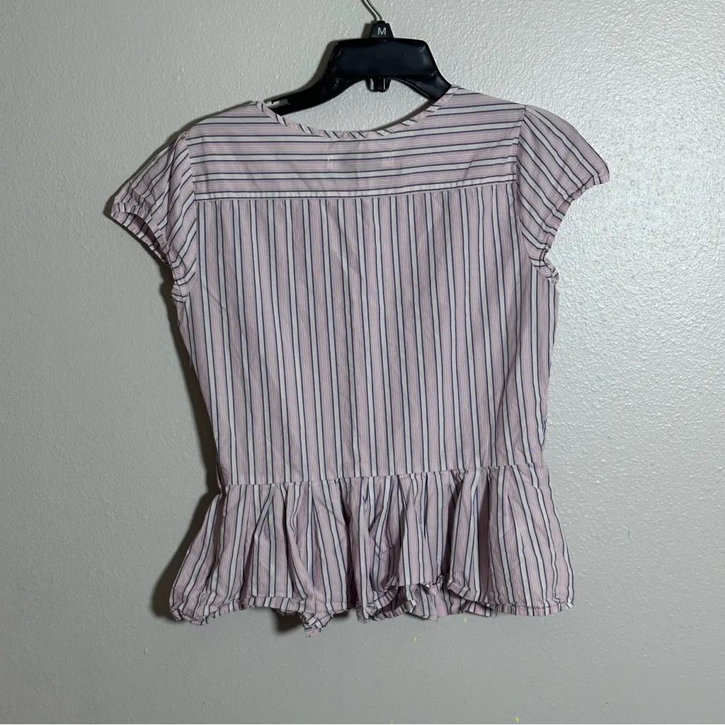 Abercrombie & Fitch Women Stripe Pink Peplum Top Blouse size Small - Image 5