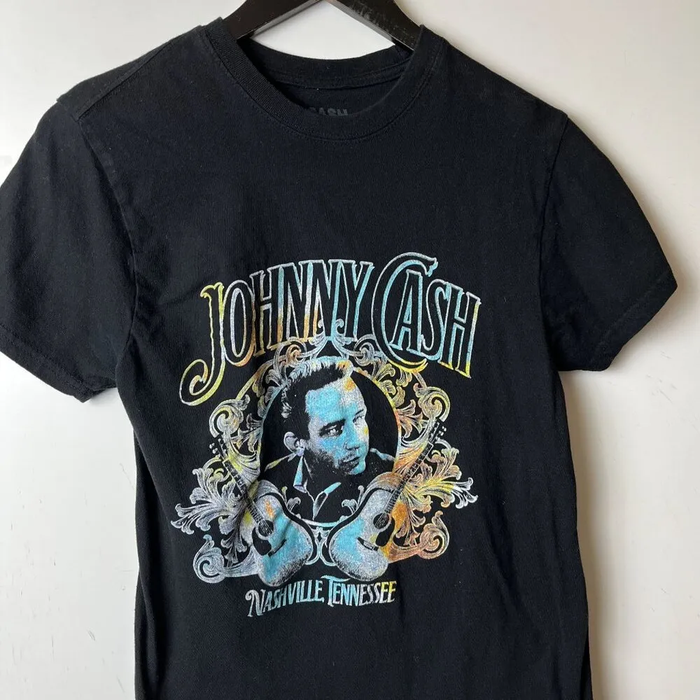 Johnny Cash T Shirt Womens Black Medium M Singer Graphic Tee 100% Cotton Solid - Image 9