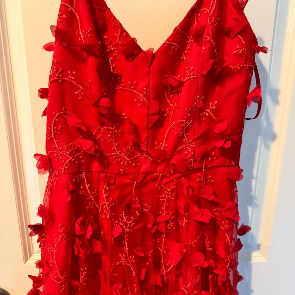 MILLY Joselyn Embroidered Midi 3D Tulle Dress | Size 6 - Image 3