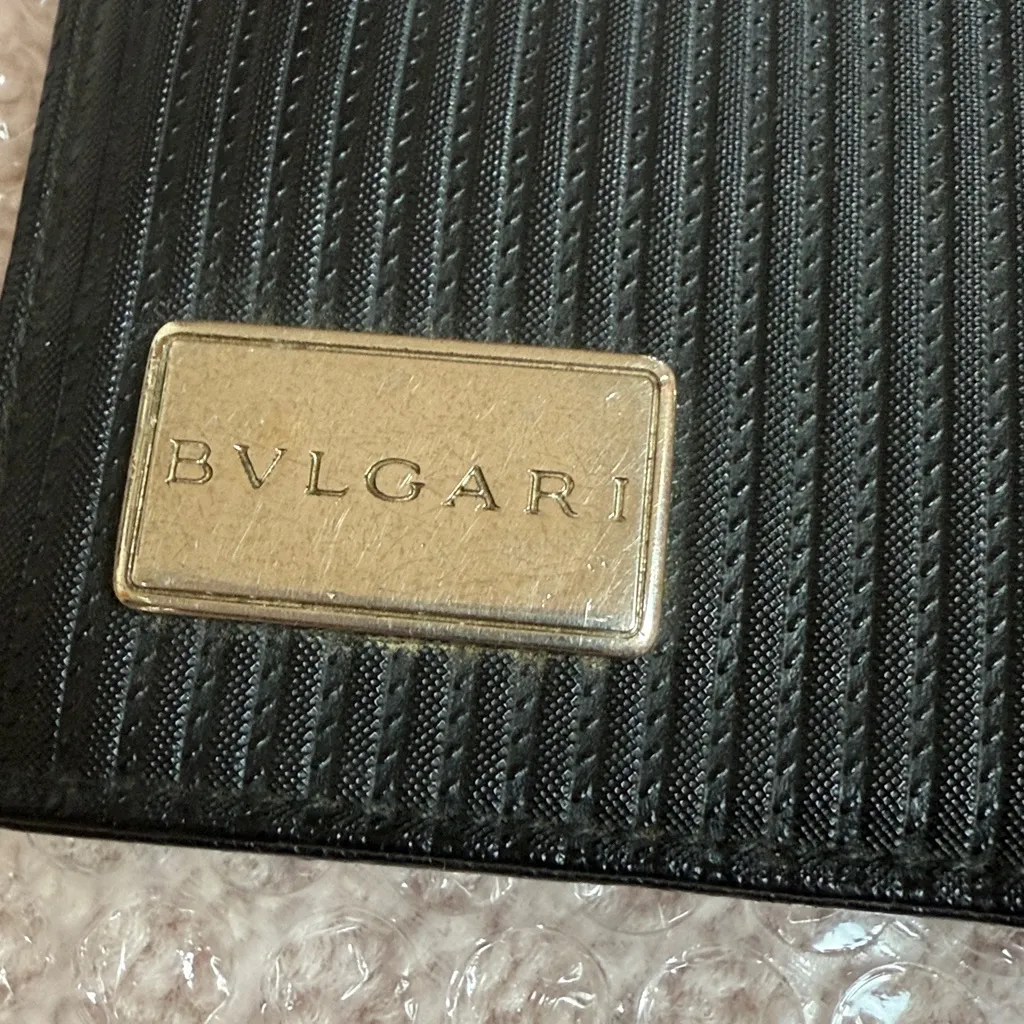 Bulgari Black Ribbed Long Bifold Wallet Milerige - Image 2