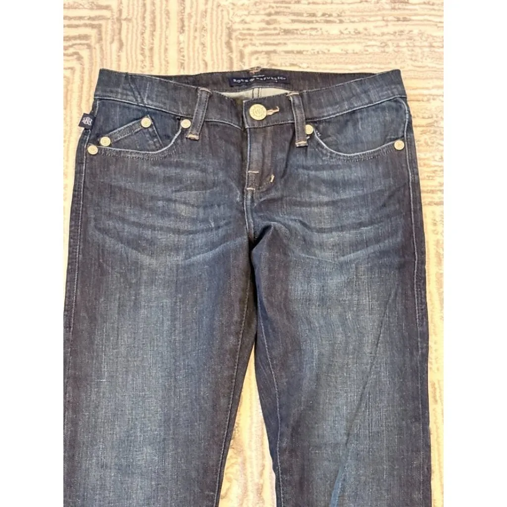 NEW Rock & Republic women's size 4 dark blue cropped denim jeans MSRP $75 - Image 3