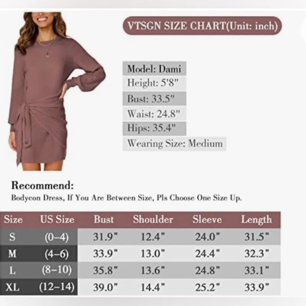 NWT VTSGN Women's Long Lantern Sleeve Knit Sweater Bodycon Mini Dresses Size:XL - Image 11