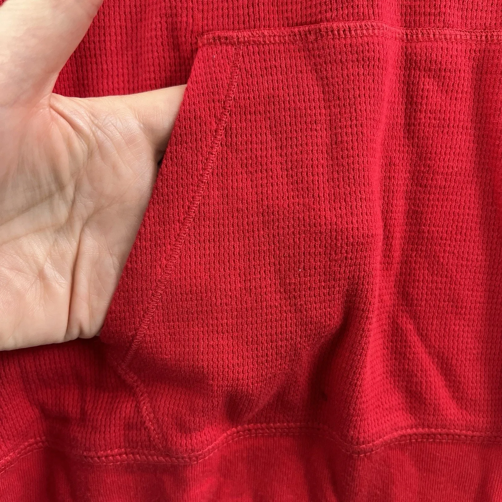 Vtg Victorias Secret PINK S Back Logo Hoodie Top Lounge Sleep Red Thermal Boho - Image 4