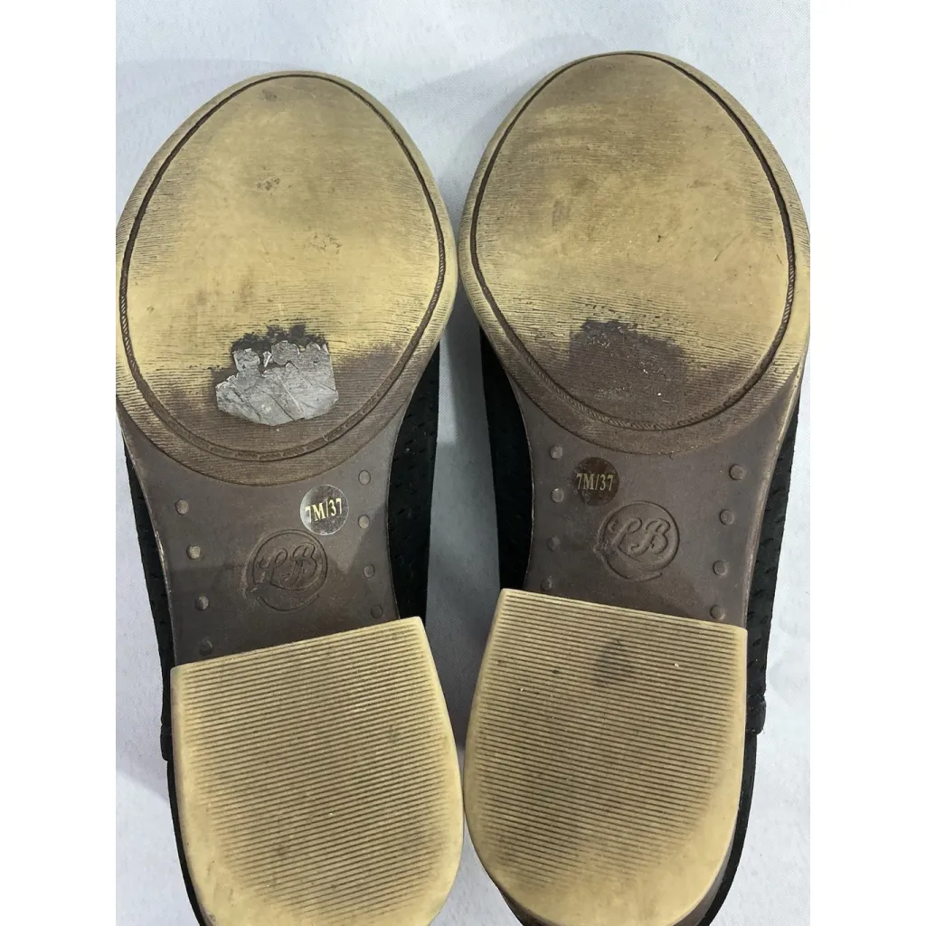 Womans Lucky Brand Booties 7m Black Vented Pull On Heels - Image 7