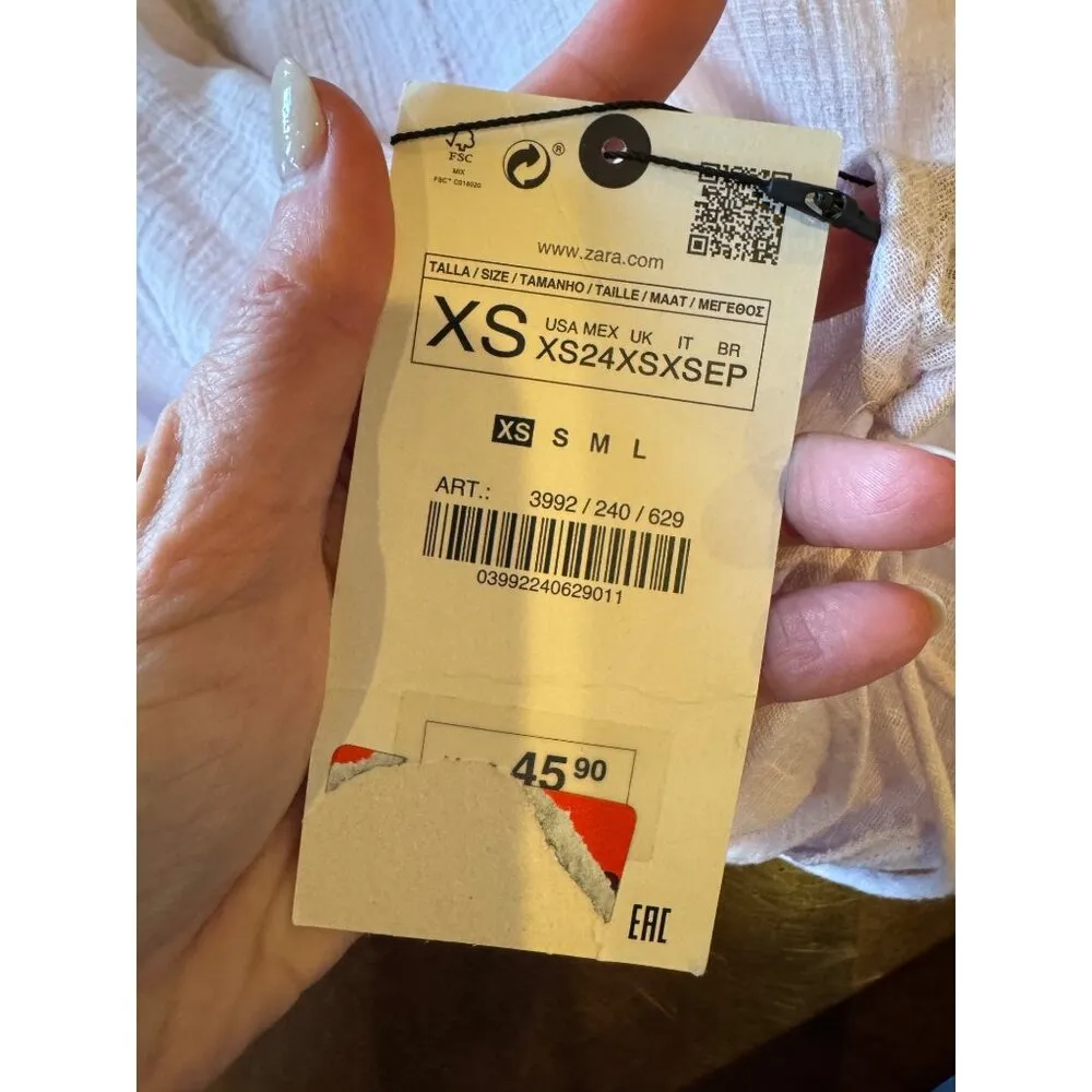 Zara Shirt Women XS Purple Lilac Sheer Raw Seam Detail Tie Neck Open Back Top‎ - Image 13