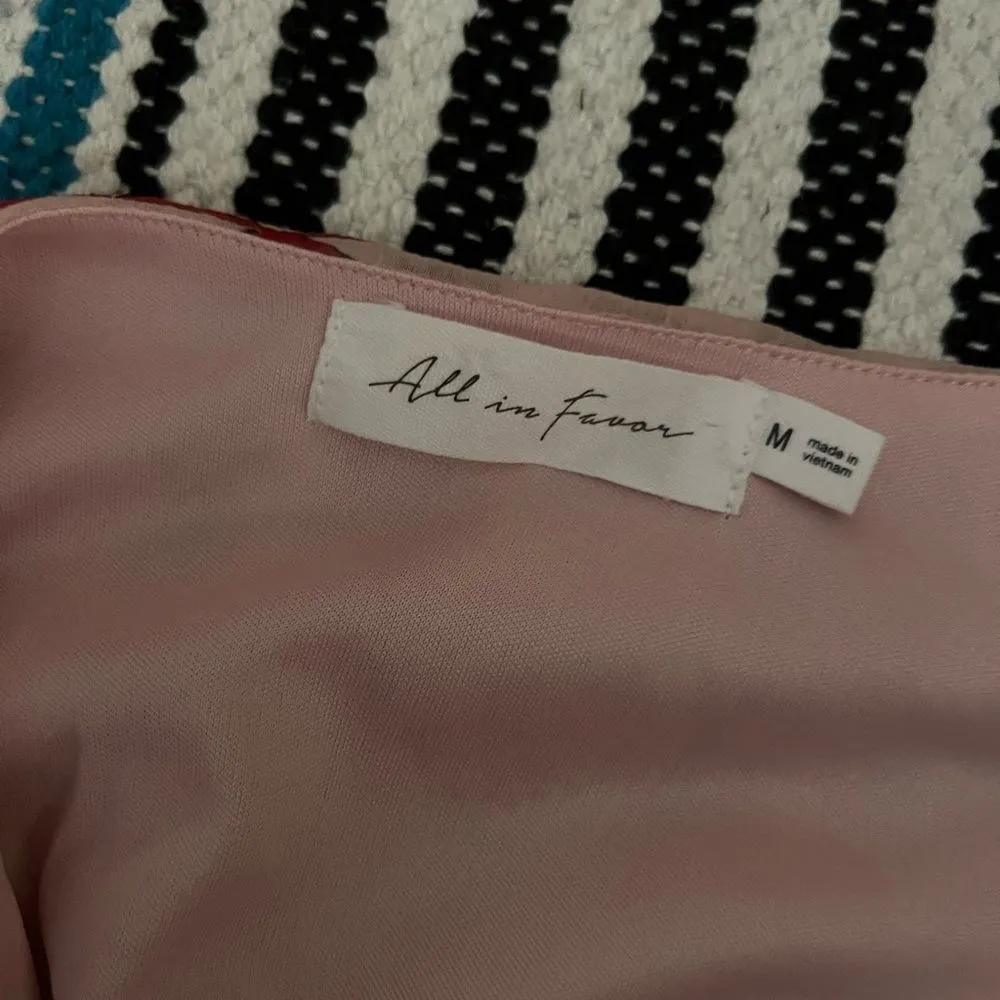 All in Favor Nordstrom Flowy Wrap Mini Dress Pink Red Floral - Image 12