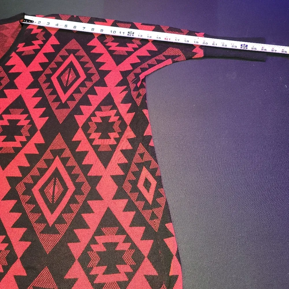 Audrey  Oversized Red & Black 100% Cotton Long Sleeve V-Neck Pullover Sweater L - Image 10