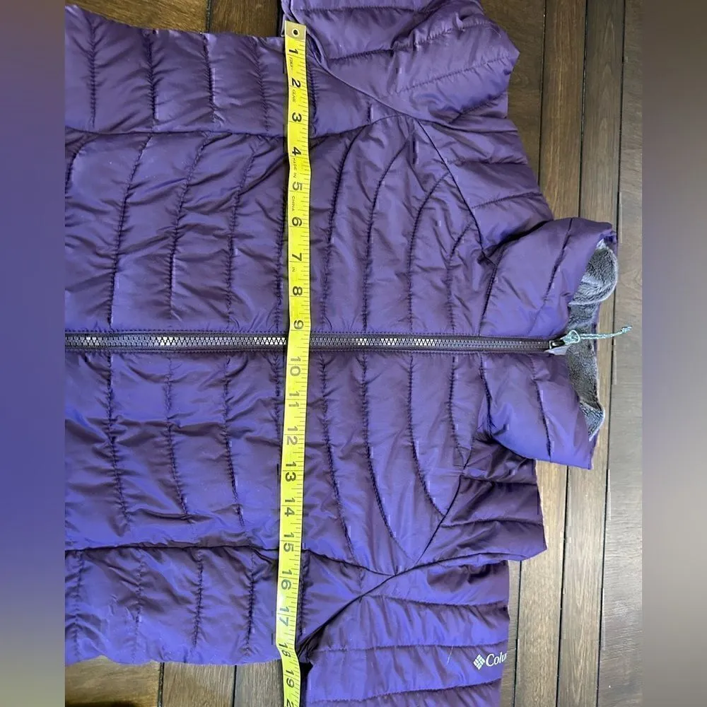 Columbia OmniHeat Women’s Small Purple Quilted Parka Puffer Jacket Full Zip - Image 6