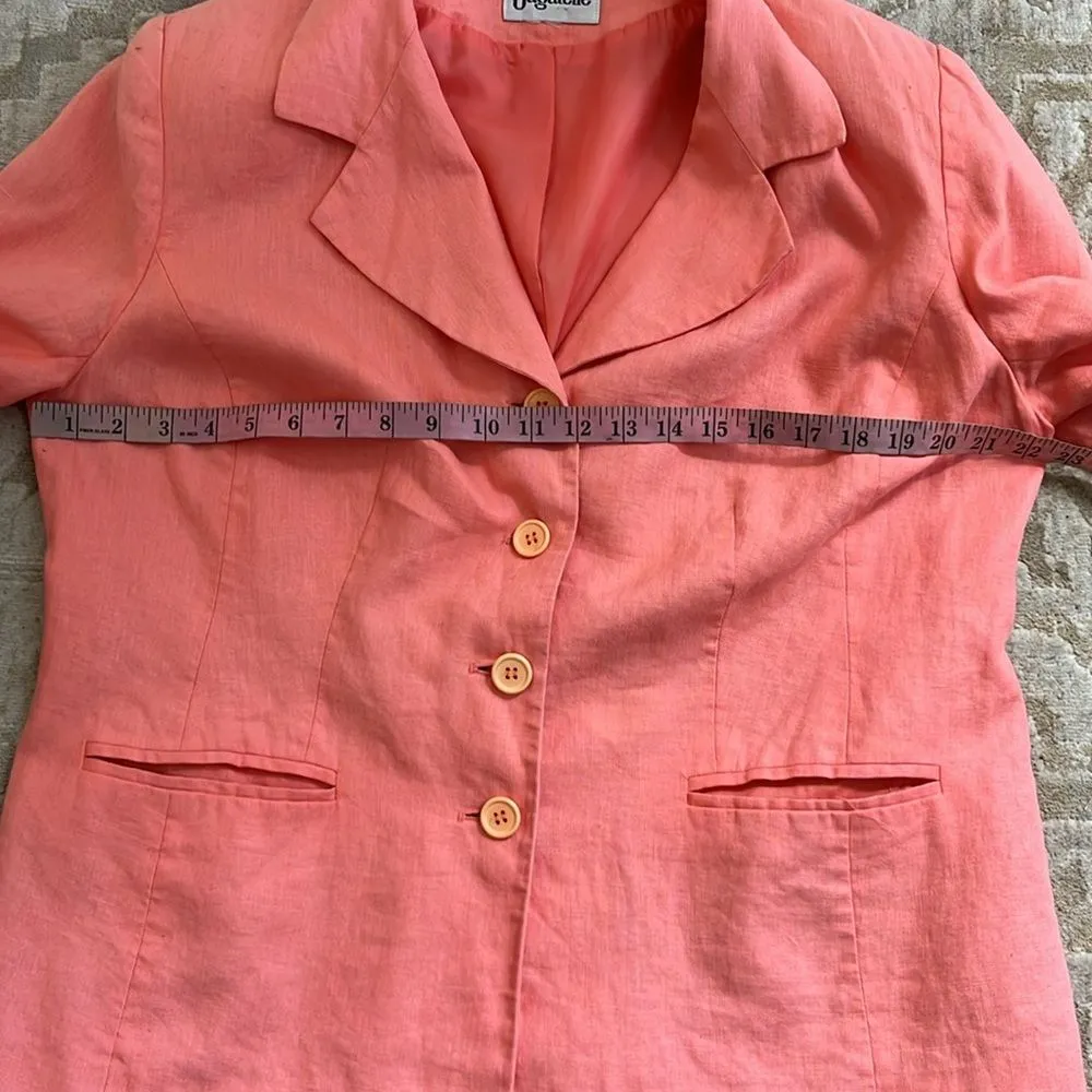 Bagatelle Coral Linen Blend Blazer Womens M, Button Front Lightweight Jacket Orange Size L - Image 7