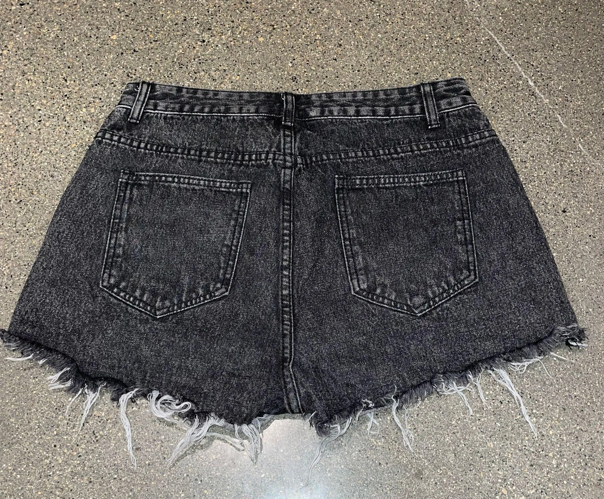 Black Denim Shorts Size M - Image 2