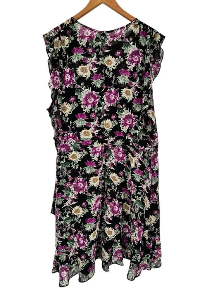 Rachel Rachel Roy Womens Lora Flounce Dress in Black Floral size 14W - Image 10