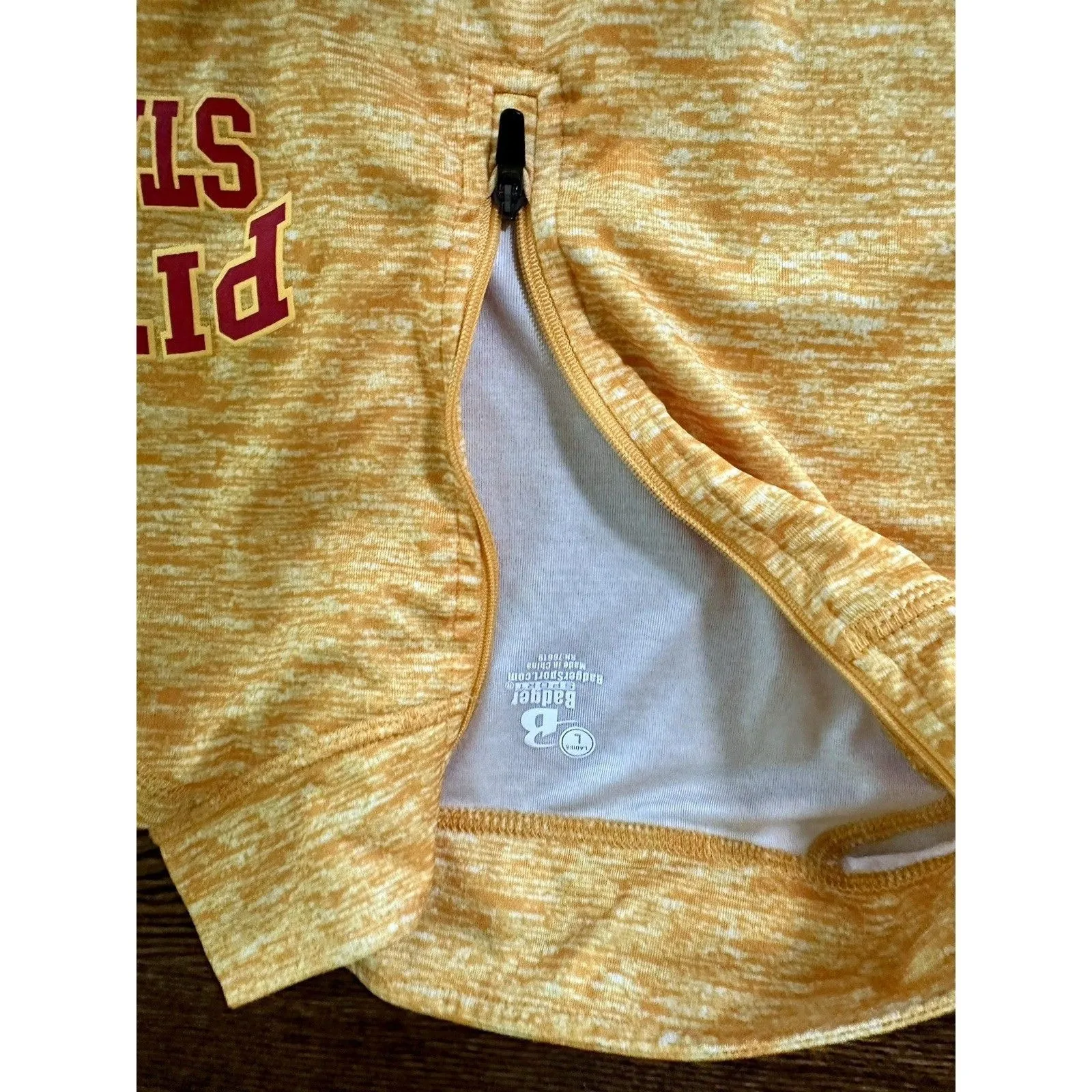 Badger Sport Pitt State Womens Yellow Long Sleeve Shirt Size L Thumbhole 1/4 Zip Size L - Image 5