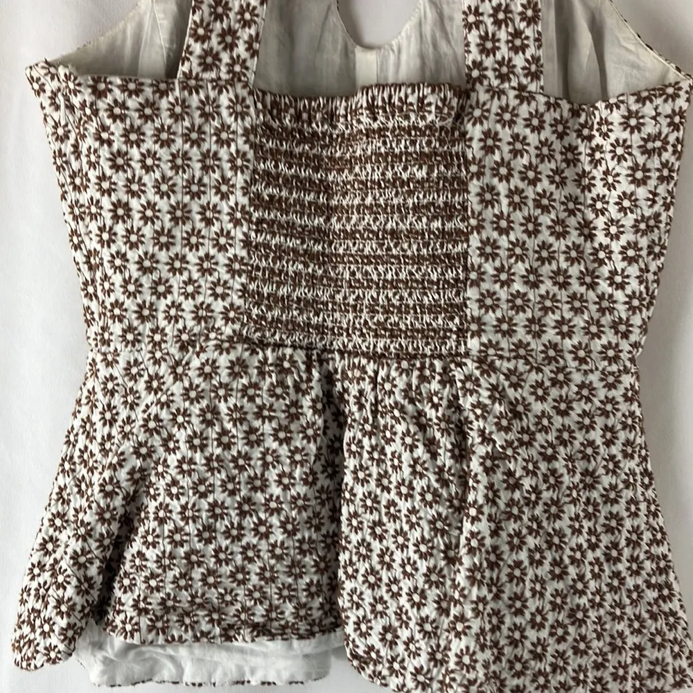 Vanessa Virginia brown and white floral print peplum top size 0 xtra small - Image 8