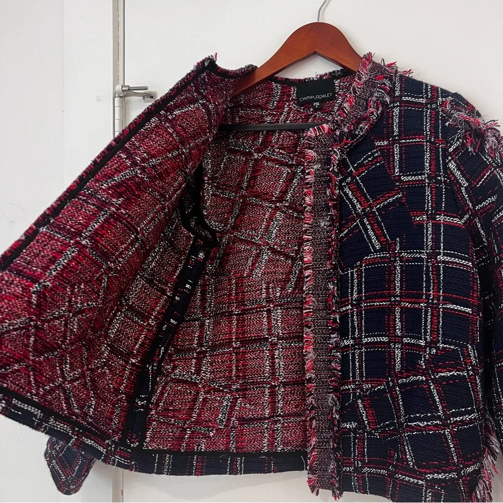 Cynthia Rowley Fringe Tweed Jacket Size Large - Image 7