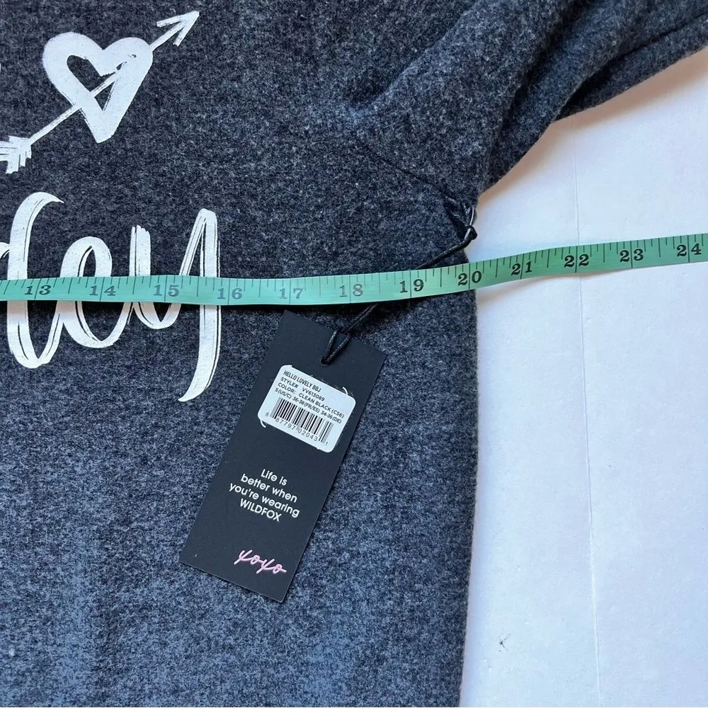 Wildfox  Hello Lovely Grey Baggy Beach Sweatshirt Size Small NWT - Image 5