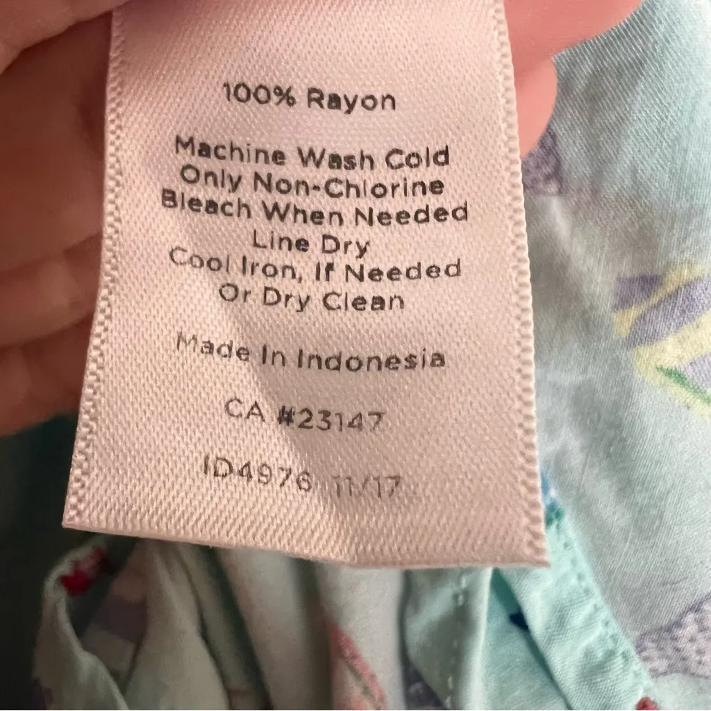 Talbots Sleeveless Popover Top Seashells Blue Colorful Sz Large Pleated Coastal - Image 9