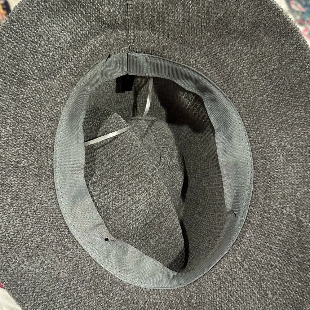 britt's knit's  Foldable Getaway Panama Gray Hat Black Band Trim - Image 7