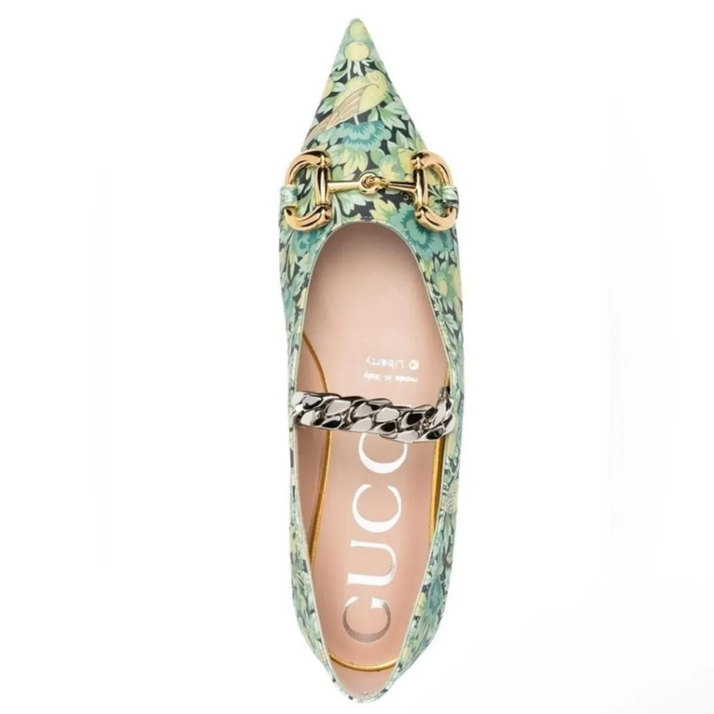 Authentic Gucci x Liberty Brand New in Box Floral Chain Ballet Horsebit Flats - Image 9