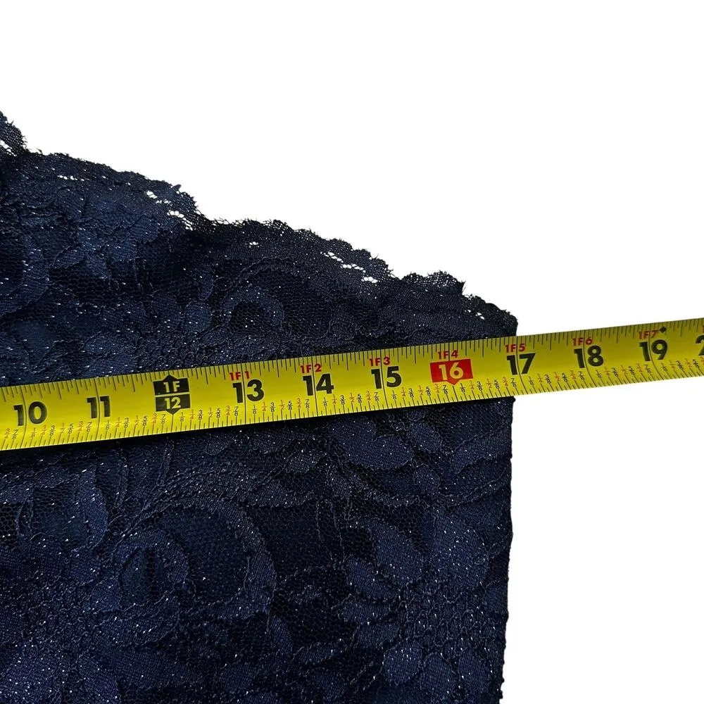 Roz & Ali Blue Lace Lined Metallic Shift Dress Women Size 8 | 72 - Image 7