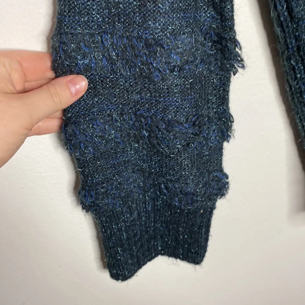 Knox Rose fuzzy chunky knit open sweater cardigan with fringed sleeves size XS - Image 7