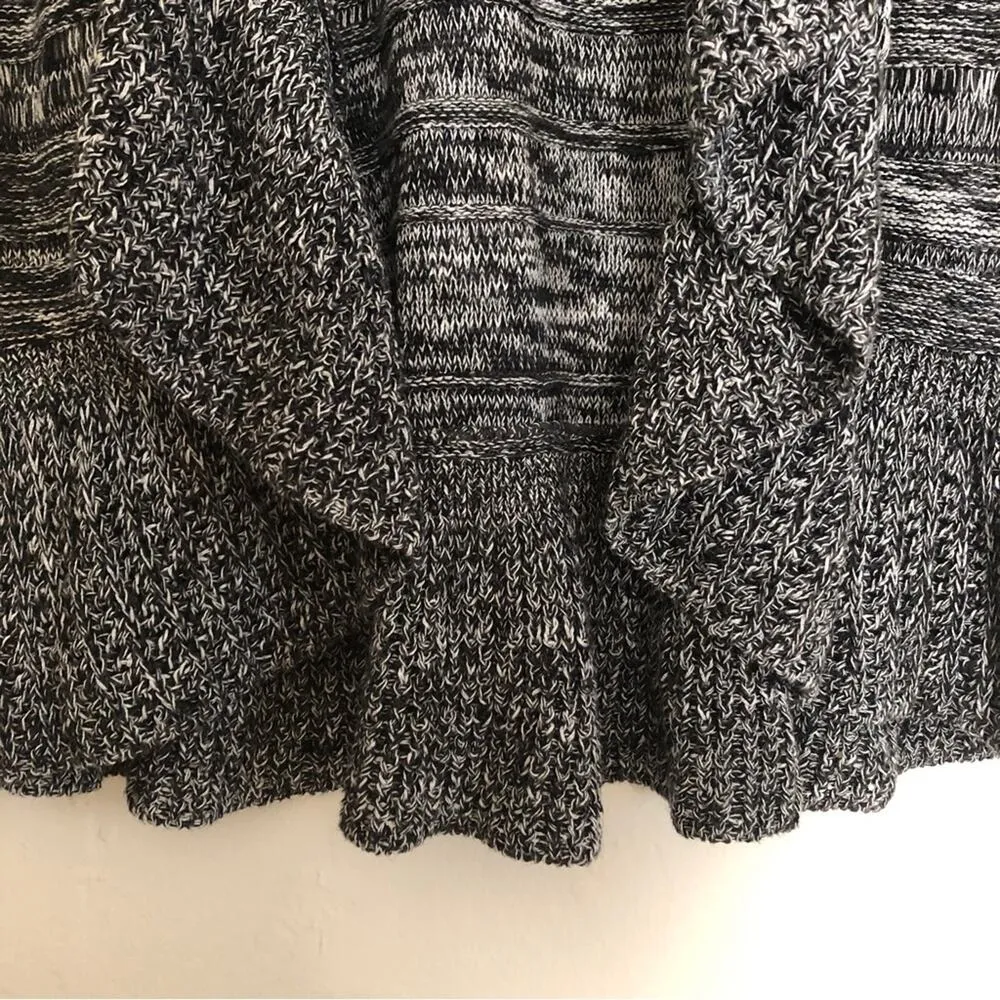 Style & Co. Knit Black Gray White Long Sleeve Open Front Draped Cardigan Sweater - Image 3