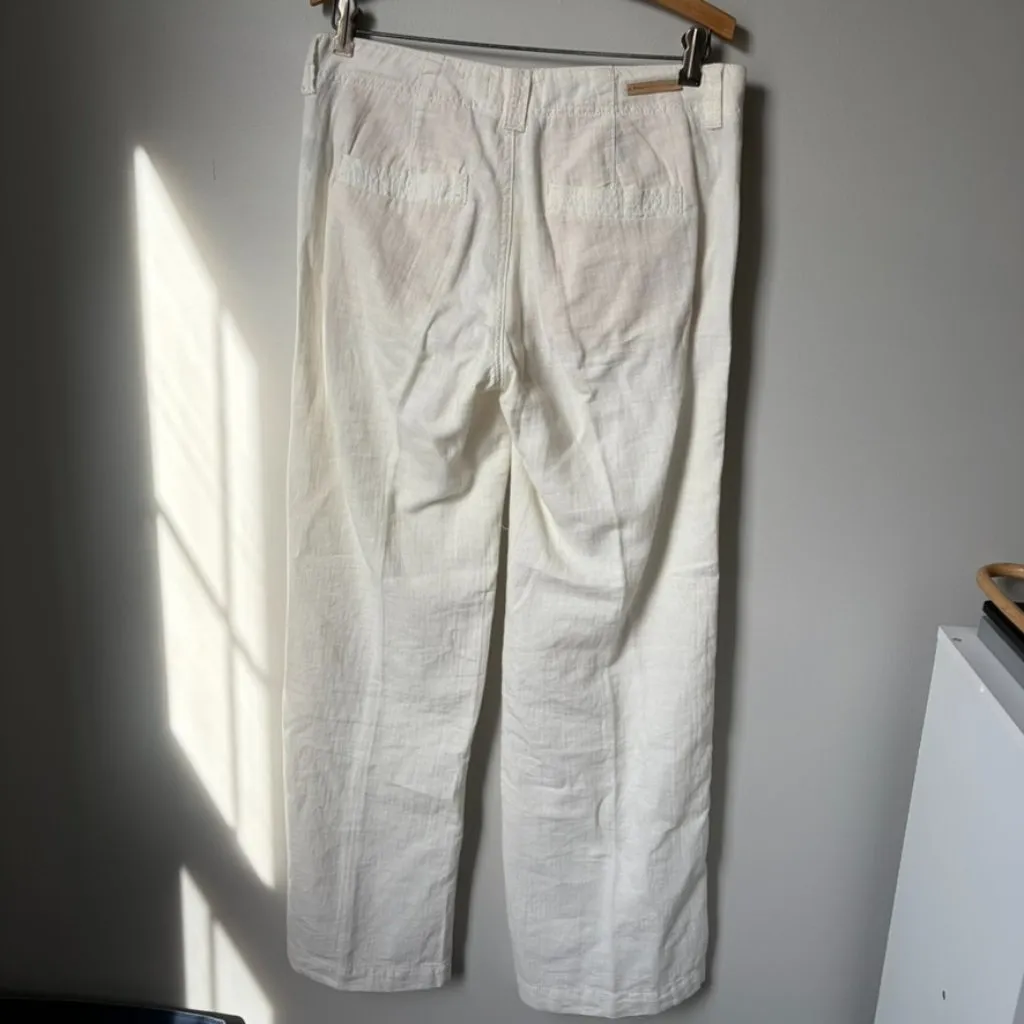 Anthropologie Pilcro and The Letterpress White Linen Cotton Pants Women's 6 - Image 4