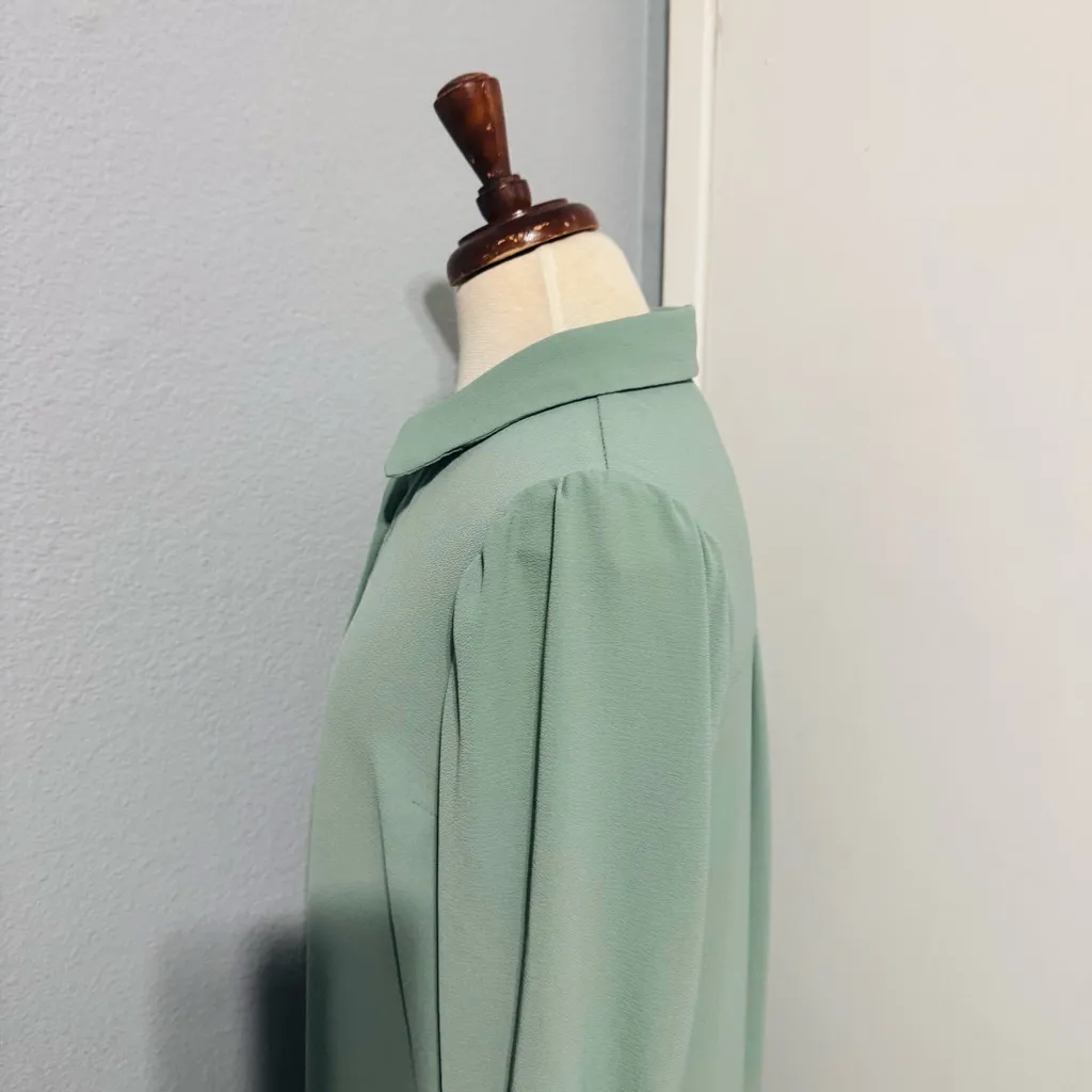 Monteau‎ Women Light Green Textured Collared Long Sleeve Layered Dress SZ M - Image 6