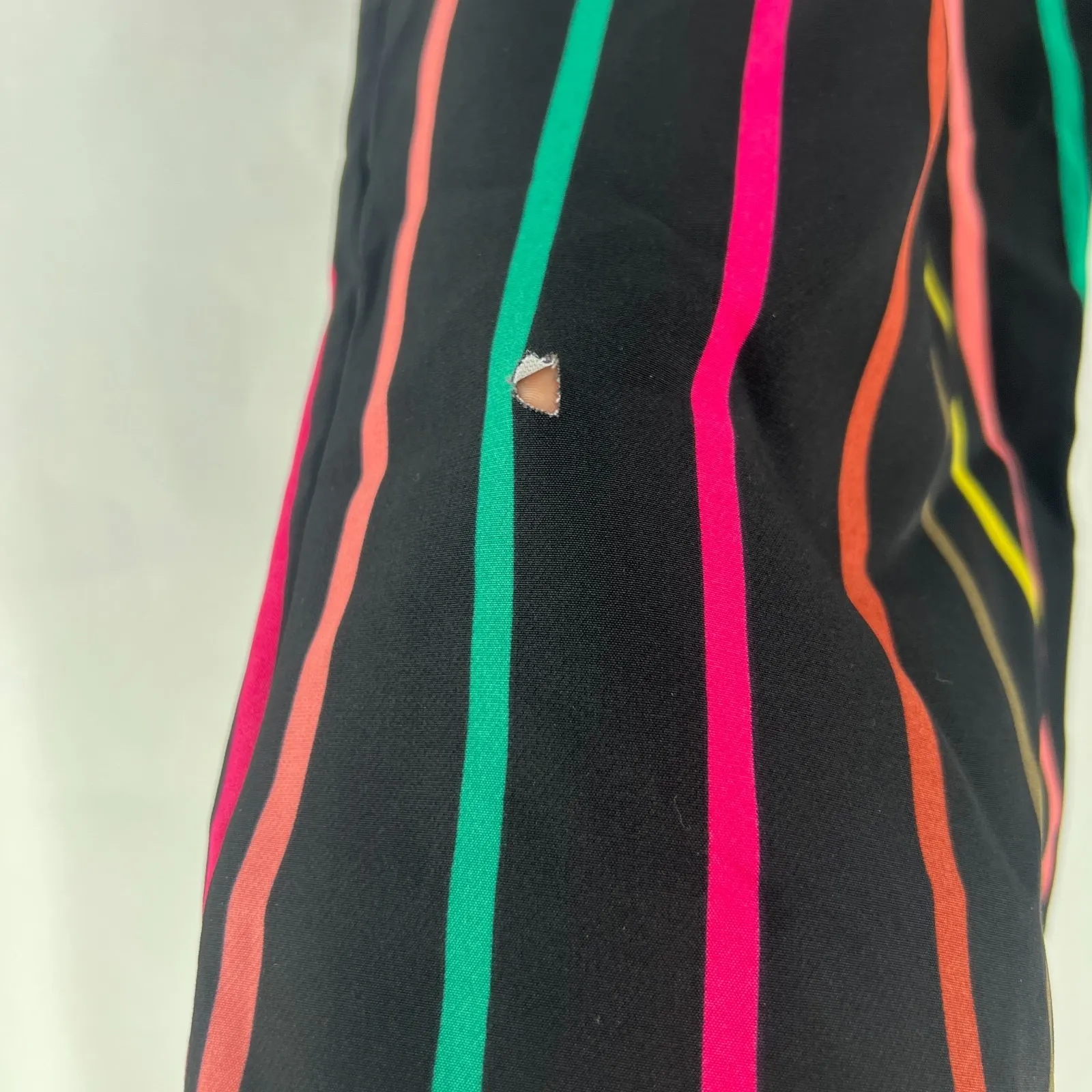 New York & Company Jumpsuit Womens XL Multicolor Striped Strapless Tie Waist Black - Image 7