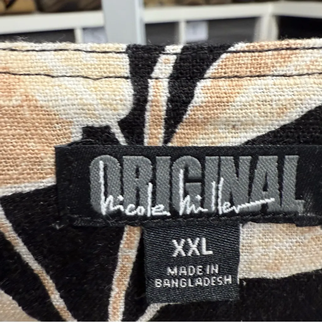 Nicole Miller Original Linen Viscose Floral Black and Pink Shift Dress - Image 4