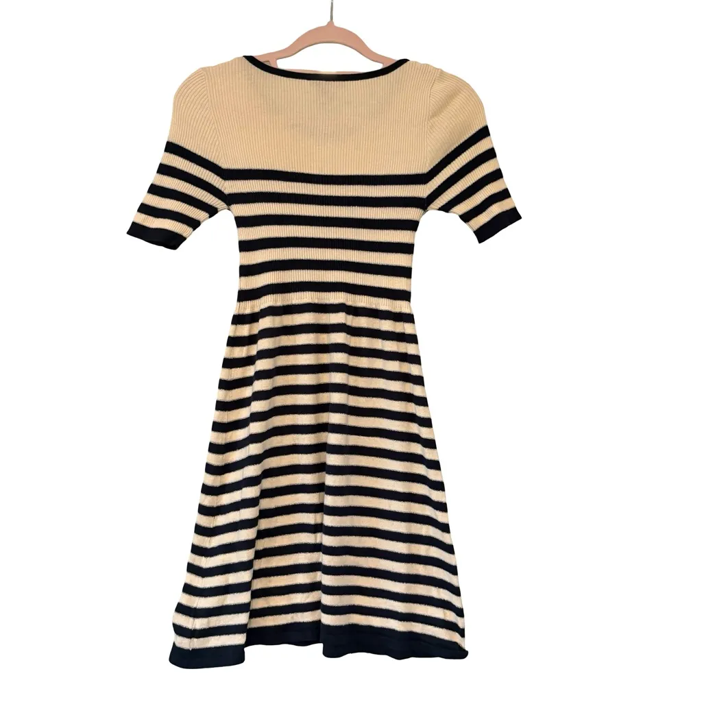 Vintage Vivienne Tam Short Sleeve Silk Blend Navy/White Dress, Sz S - Image 10