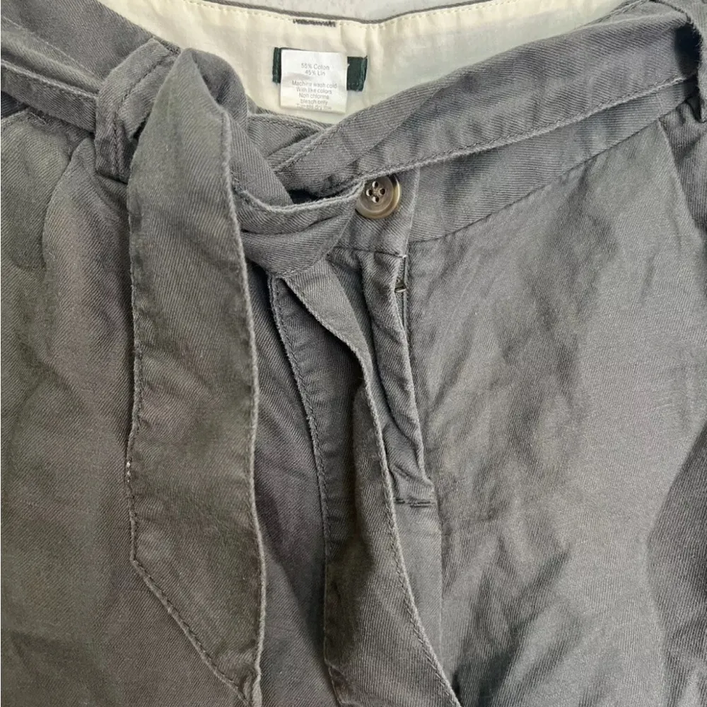 JCrew Factory Tie Waist Linen/Cotton Gray Cuffed Shorts Size 6 - Image 2