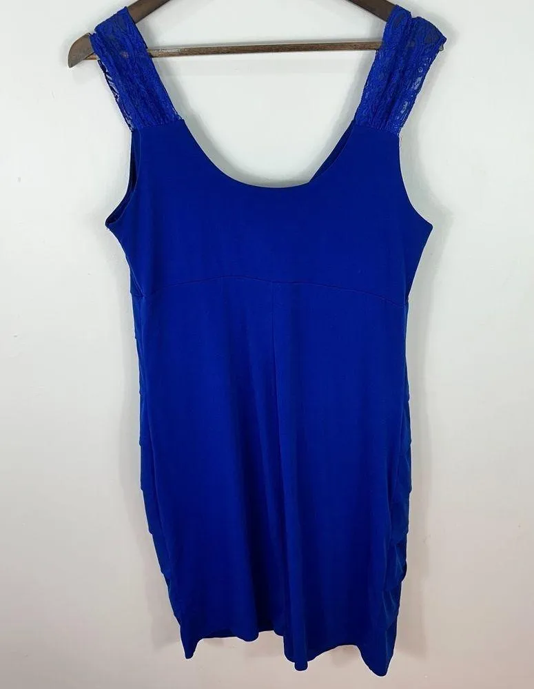 Enfocus Women Dress 14W Blue Sleeveless Lace Strap Tiered Bodycon Party Cocktail - Image 6