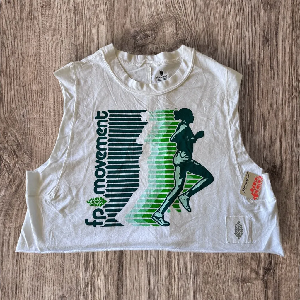 NWT Free People Inspire Graphic Tank in Green Combo FP Runner - Image 6