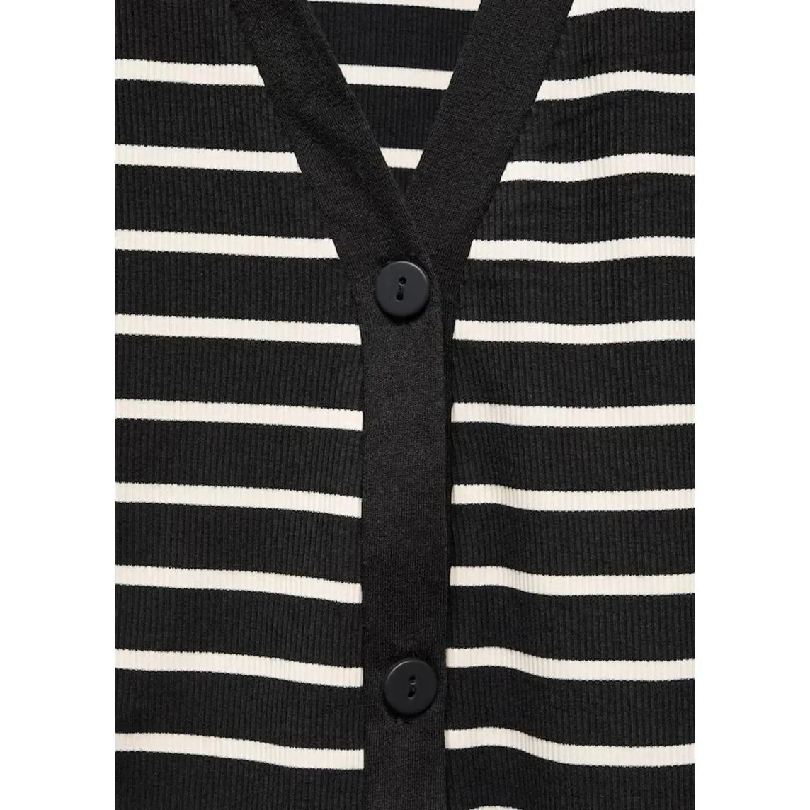 Mango Striped V-Neck Rib-Knit Striped Cardigan Black Cream NWT Size 4 / Small - Image 6