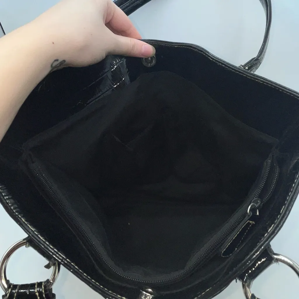 Nine West Y2K  Black Crocodile Embossed Tote Bag - Image 7