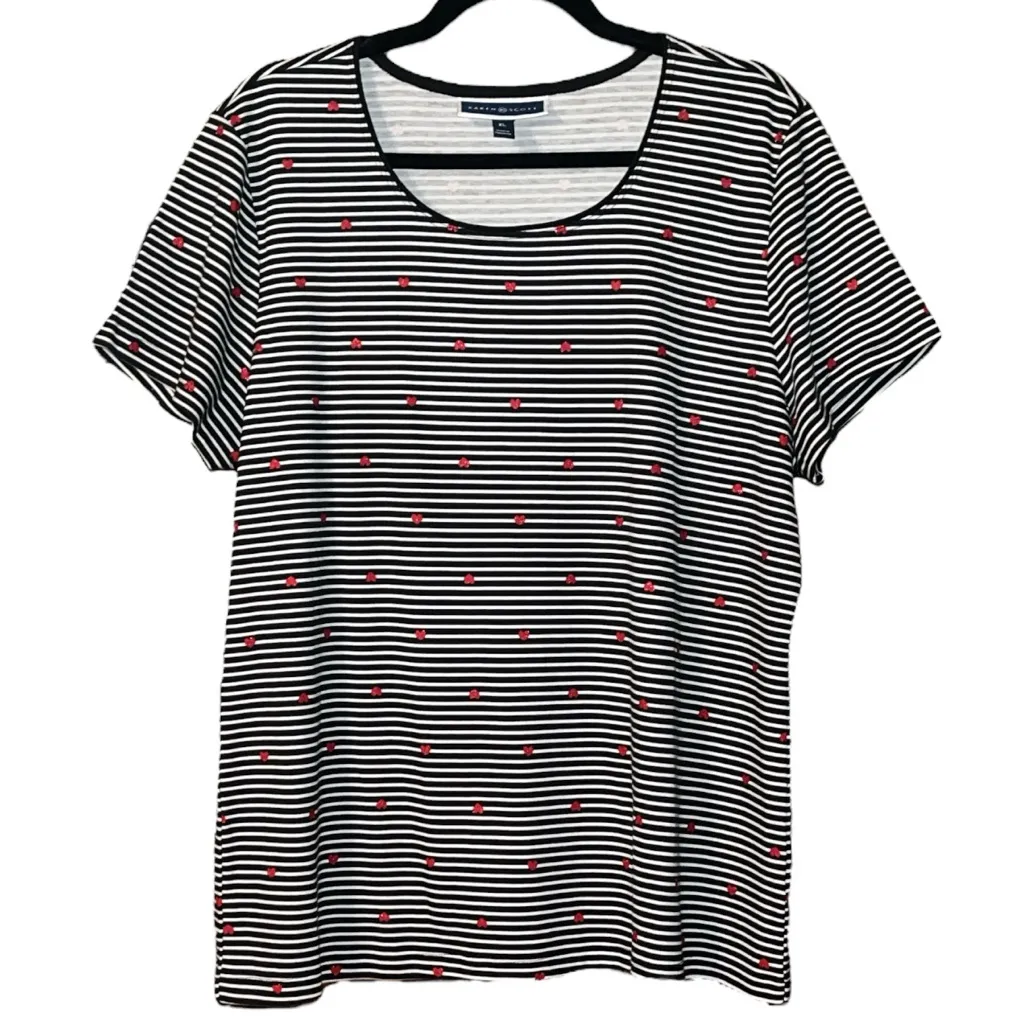 Karen Scott Striped Glitter Heart Tee - Image 3