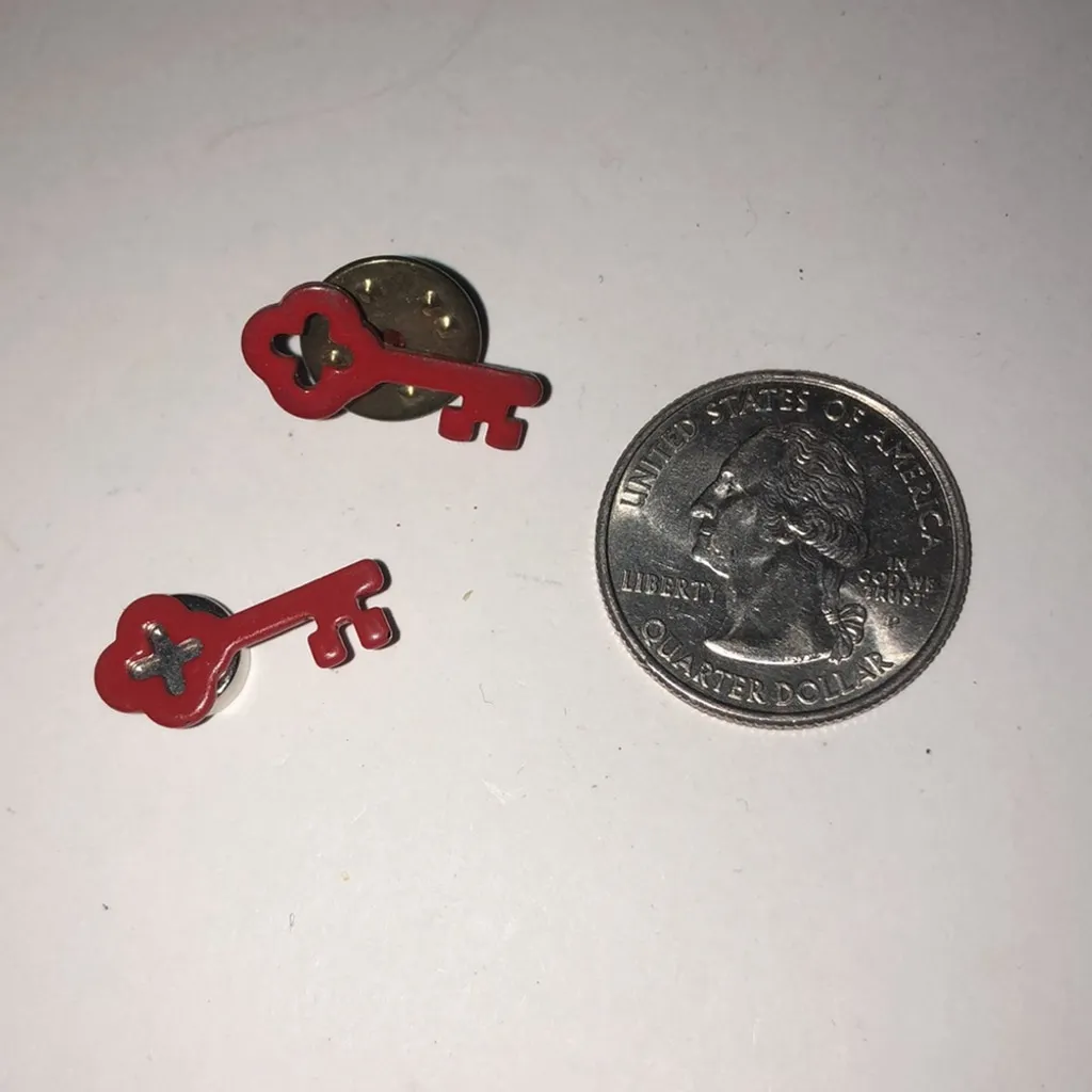 Lot of 2 Red Enamel Skeleton Key Pin & Magnetic Pin - Image 4