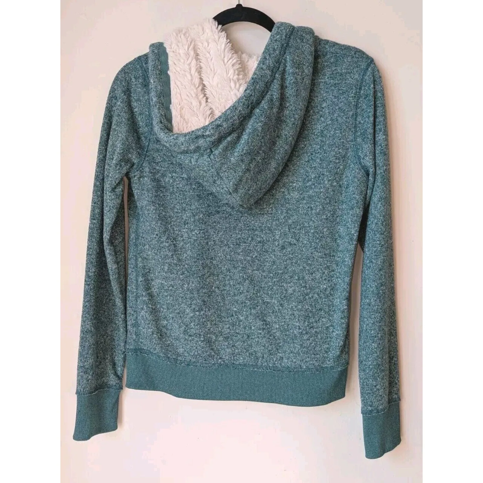 Aeropostale Women's Juniors Hoodie ZIP-UP Green/White Sherpa Lined Hood Sz S/P - Image 6
