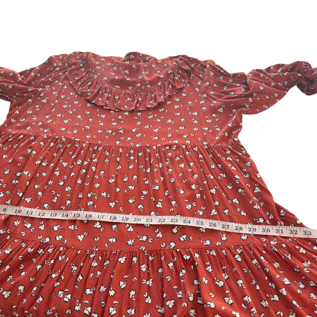 Eloquii Red & White Ditzy Floral Long Sleeve Ruffle Mini Dress Plus‎ Size 22 - Image 15
