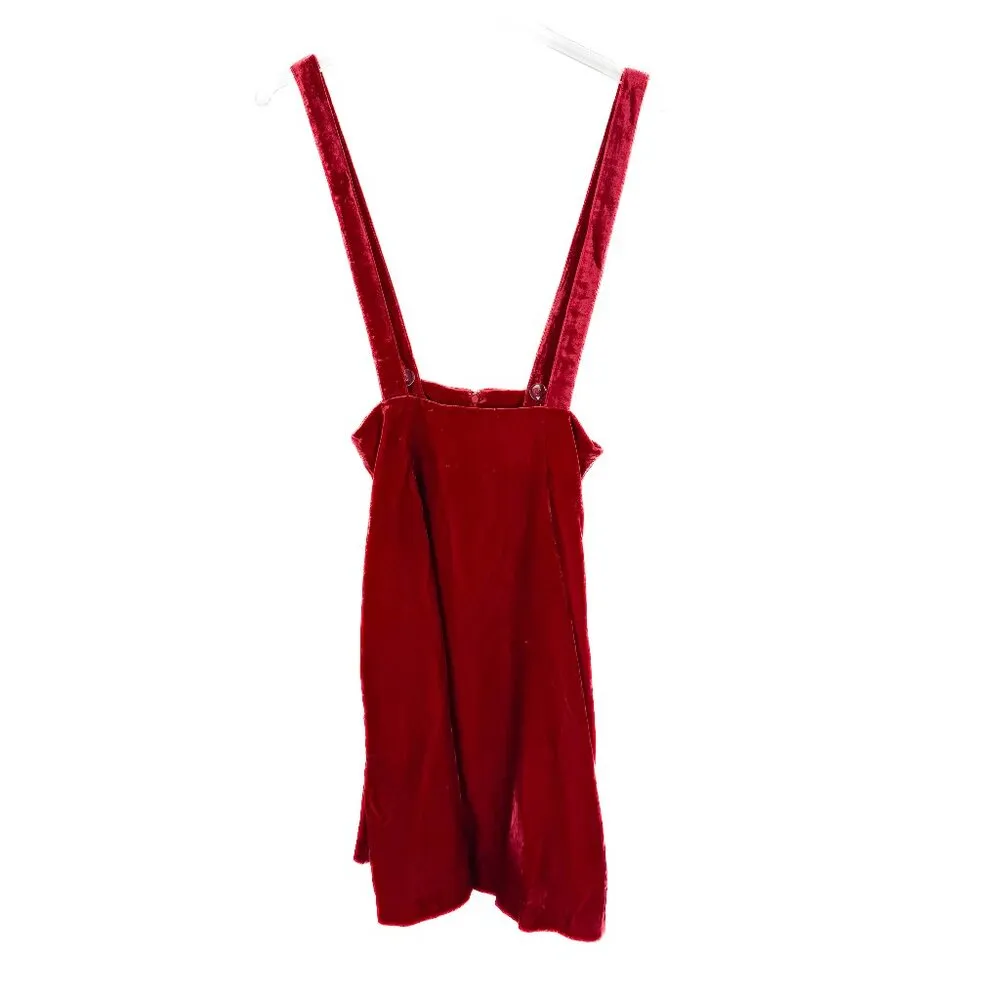 NWT Modcloth Crushed Velvet Suspender Skirt Holly Berry Red Size Small S NEW - Image 2