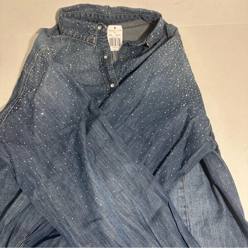 Denim Sparkly Top Long Sleeve‎ XXL - Image 3