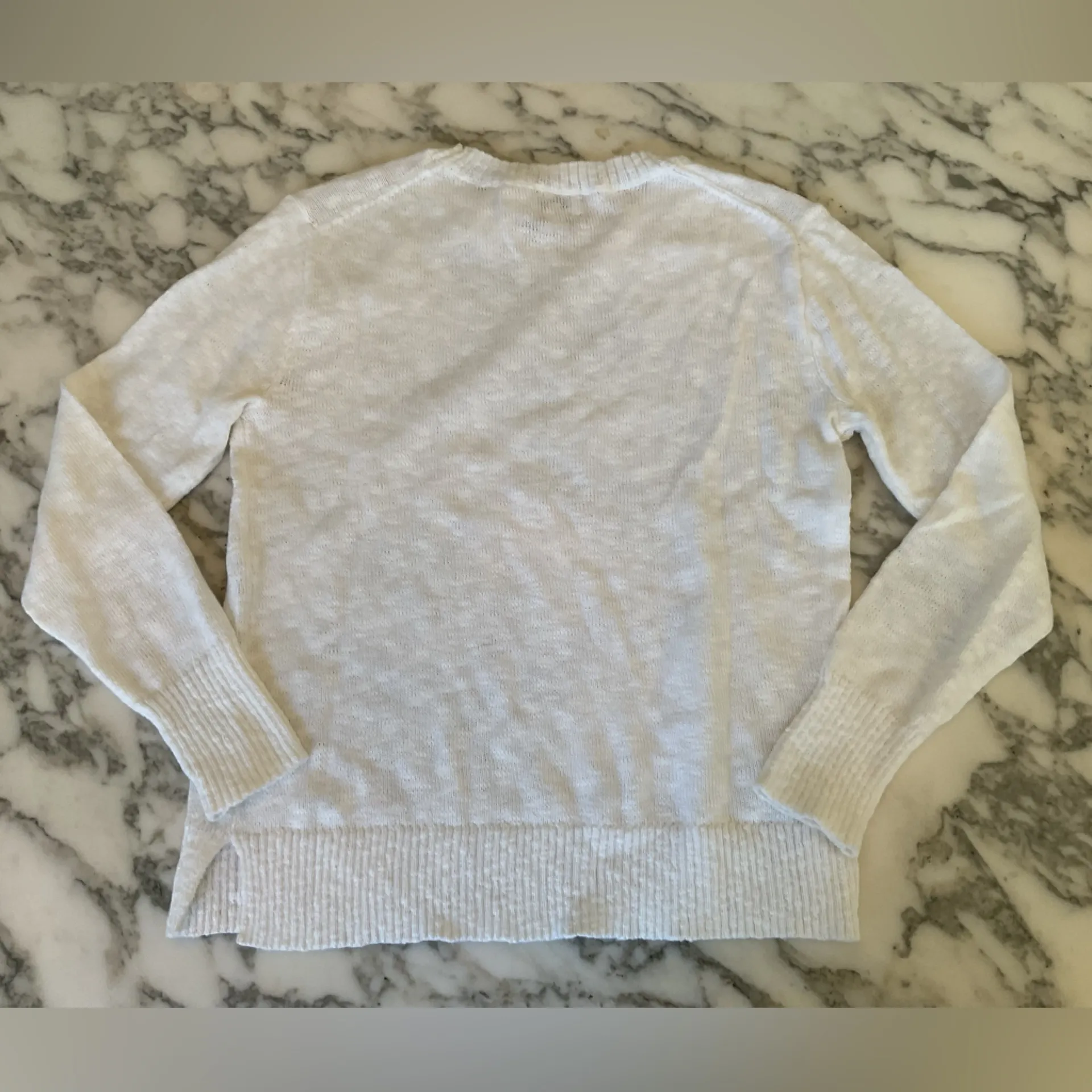 NWT J Crew Women's White Beach Sweater Crew Neck Pullover Coastal Casual Sz XXS - Image 4