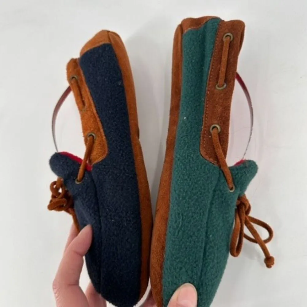 VTG 40/50s Eddie Bauer Women Polartec Colorblock Fleece Moccasin Slippers Size 8 - Image 8