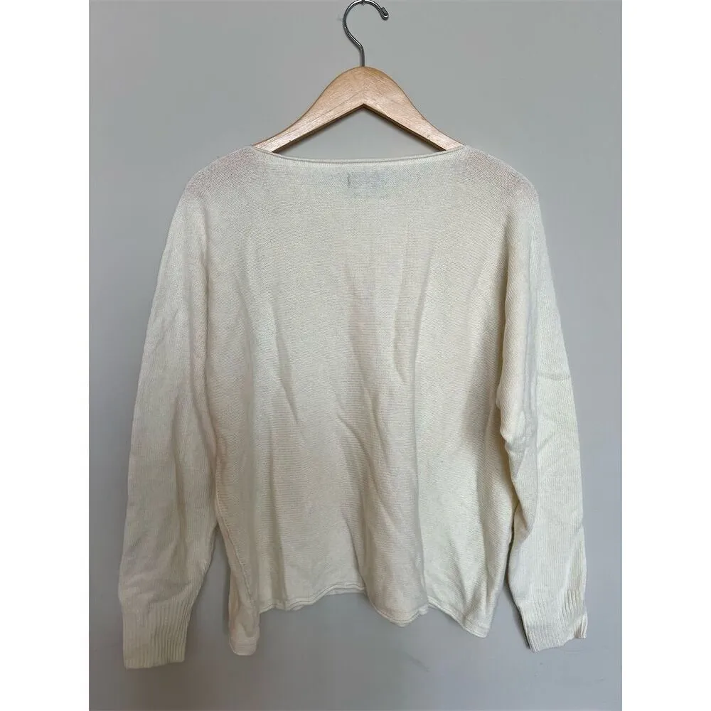NWT Bianco & Blu Italy Merino Wool & Cashmere Blend Sweater Size L White Size L - Image 3
