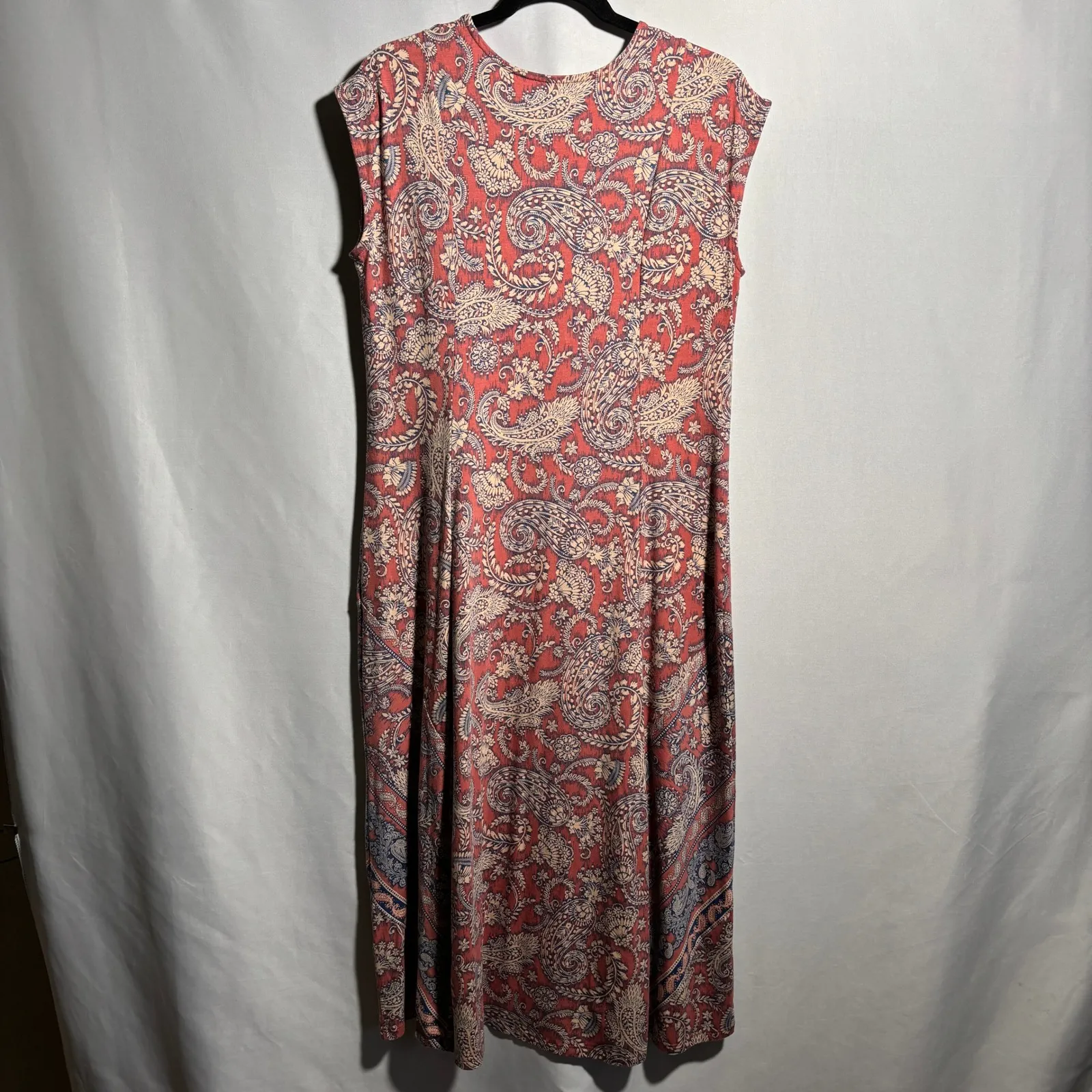 J‎ Jill Pure Jill Placed Border Maxi Dress Small Petite Floral Paisley Boho Red Size undefined - Image 2