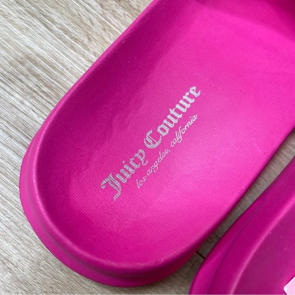 Juicy Couture Women's Bright Pink Logo Mesh Wryter Pool Slide Sandals sz 9 - Image 5