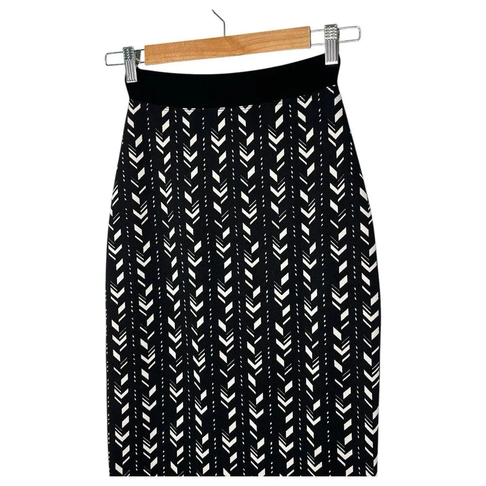 Black Halo Skirt Womens XS Midi Pencil Shirt Geometric Slimming Designer Black - Image 6