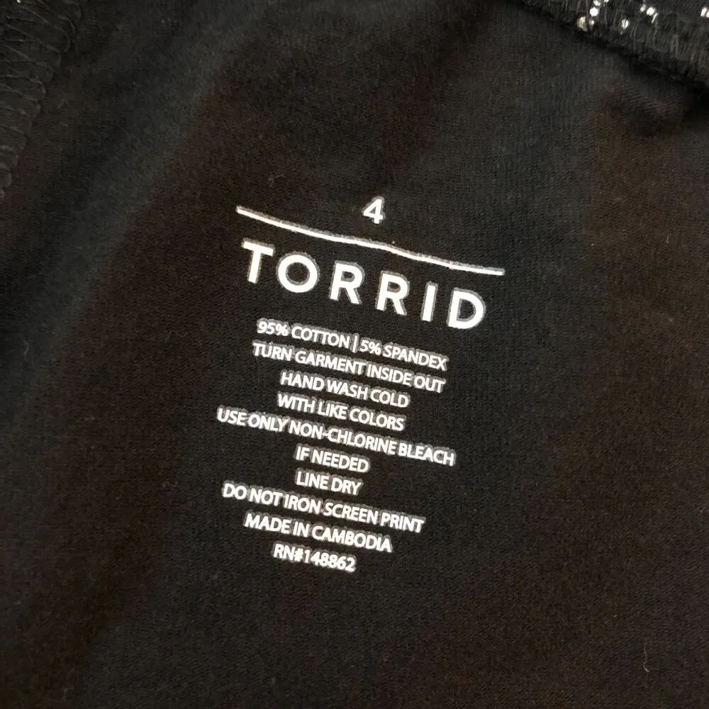 Torrid Leggings Pull On Splatter Print Black Silver 4X - Image 3